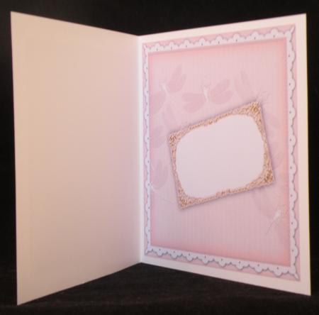 White & Pink Hint Dragonfly 8inch Orchid Card Insert Panel by Suzi Cooper