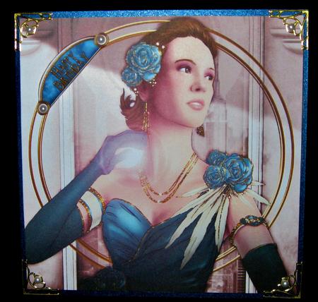 Art Deco Lady Rose (blue) 8x8 Quick Card by Suzi Cooper