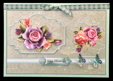 English Rose Card Front with Topper and Decoupage by Suzi Cooper