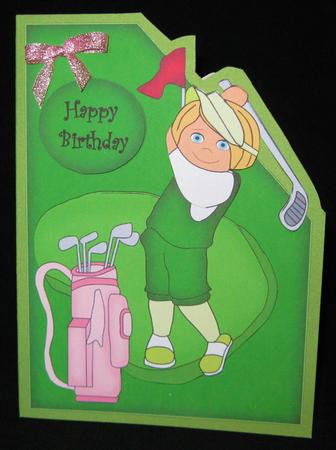 Over the Corner Lady Golfer by Suzi Cooper