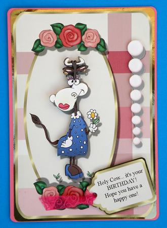 Holy Cow Birthday Card Front by Suzi Cooper
