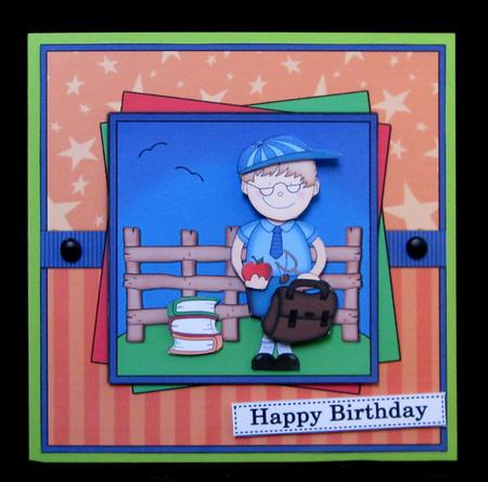 Schoolboy Zeke Quick Card with 3D Decoupage by Suzi Cooper