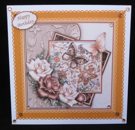 Brown Florals Jigsaw Card & Decoupage by Suzi Cooper
