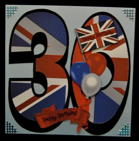 30th Large Shaped Card Front - Union Jack by Suzi Cooper