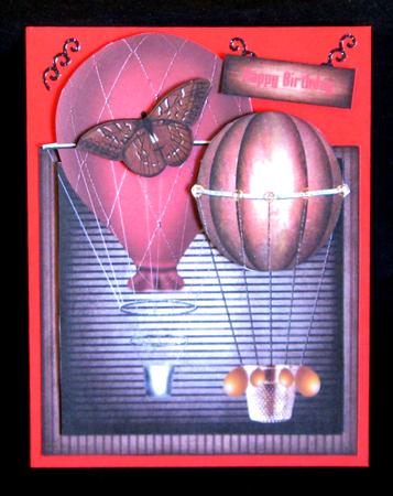 Steampunk Hot Air Balloon Male Card Over the Top by Suzi Cooper
