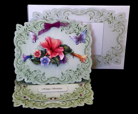 Pretty Petunias. Easel Card by Suzi Cooper