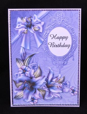 Gorgeous Purple Lilies & Bow Quick Card by Suzi Cooper