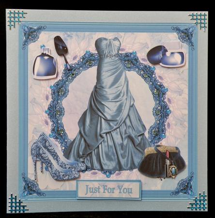 Fashion in Blue 7 x 7ins Card Front by Suzi Cooper
