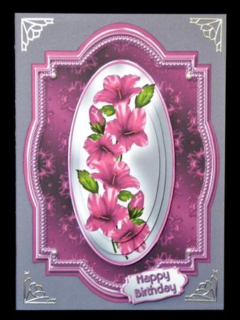 Bright Pink Flowers Fancy Card Front by Suzi Cooper