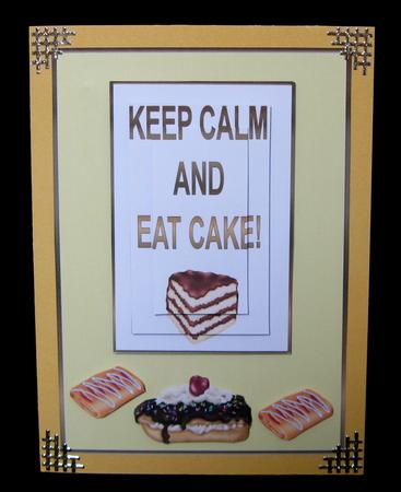 Keep Calm and Eat Cake 5 x 7ins Card Front by Suzi Cooper