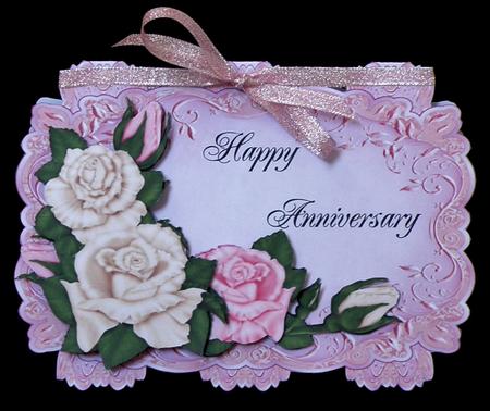 Pink Strip Card Mini Kit - Cream and Pink Roses Anniversary by Suzi Cooper