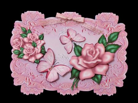 Pink Strip Card Mini Kit - Butterflies and Roses by Suzi Cooper