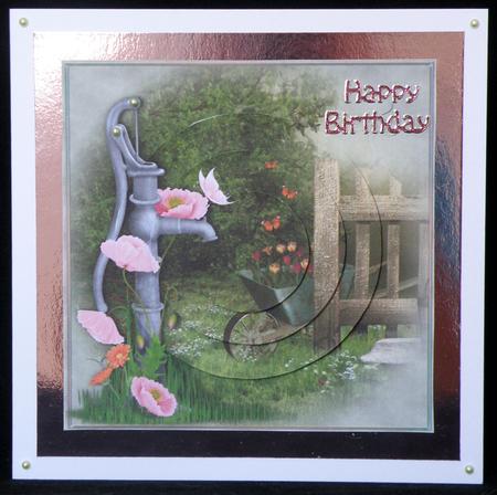 Pink Poppies, Water Pump & Wheelbarrow - Pyramid by Suzi Cooper
