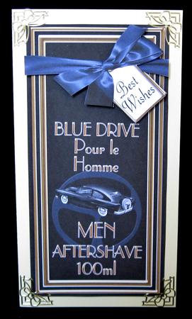 Blue Aftershave Best Wishes Dl Topdown Decoupage Topper by Suzi Cooper
