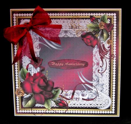 Beautiful Red Drama Rose on a Lace Mat by Suzi Cooper