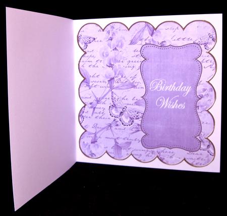 Purple Sweetpea Birthday Wishes 8in Scallop Insert Panel by Suzi Cooper
