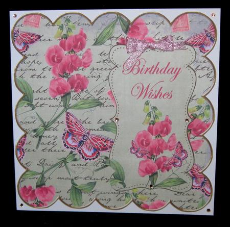 Olive Sweetpea Birthday Wishes 8in Scallop Topper by Suzi Cooper
