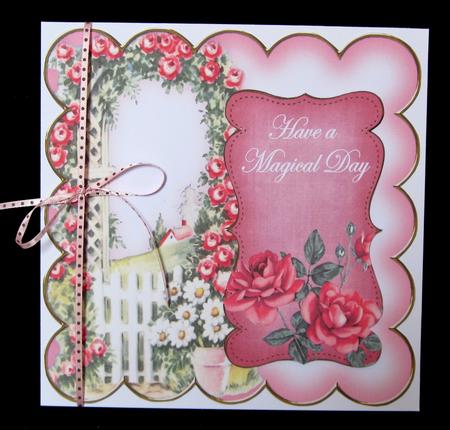 Pink Rose Arch Magical Day 8in Scallop Topper by Suzi Cooper