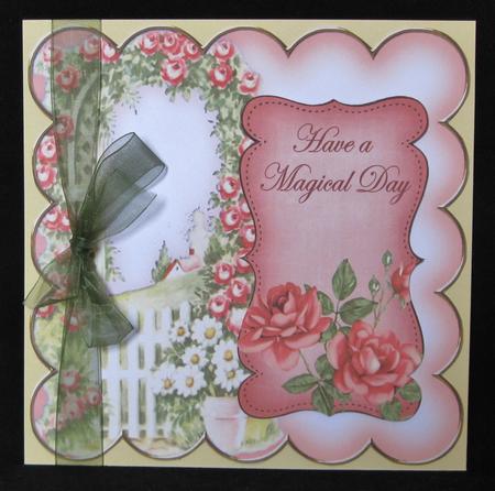 Peach Rose Arch Magical Day 8in Scallop Topper by Suzi Cooper