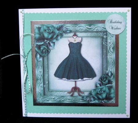 Cocktail Dress with Roses in Teal by Suzi Cooper