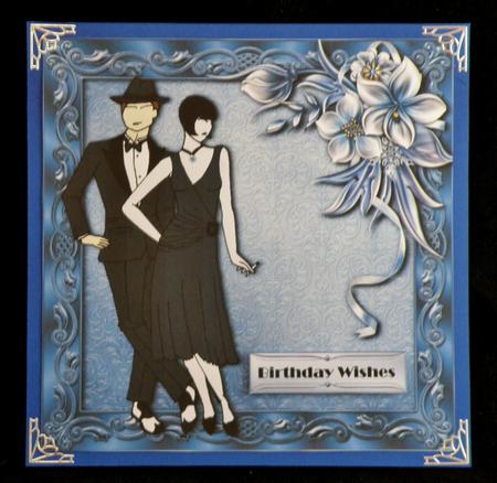 French Navy Art Deco Couple + Female Greetings by Suzi Cooper