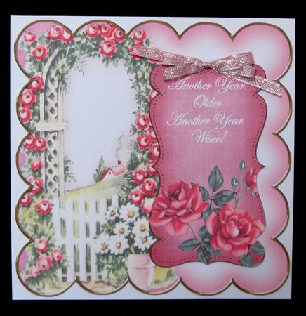 Pink Rose Arch Another Year 8in Scallop Topper by Suzi Cooper