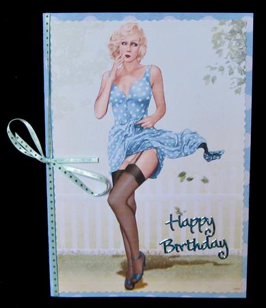 1950's Pin Up Girl Eva Grace A4 (light Blue) by Suzi Cooper