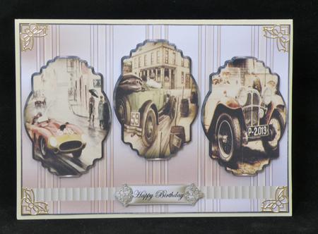 Vintage Car Street Scene Panel Card with Toppers by Suzi Cooper