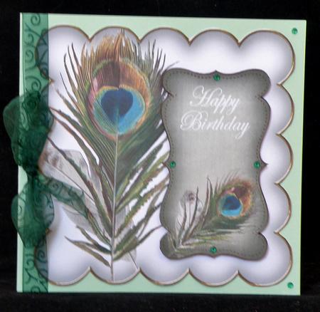 Olive Peacock Happy Birthday 8in Scallop Topper by Suzi Cooper