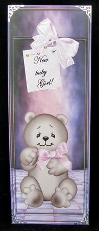 Large Dl Card New Baby Girl Bear by Suzi Cooper
