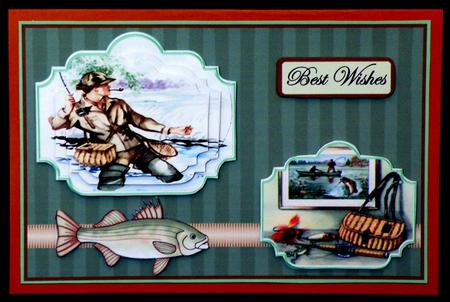 Fishing Day Card Front with Toppers by Suzi Cooper