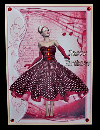 1950's Rock and Roll Lady in Red Decoupage by Suzi Cooper