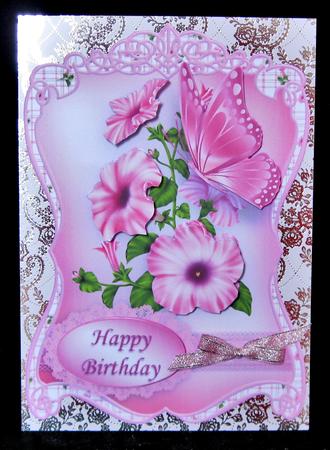 Pink Petunias and Butterfly Fancy Shaped Topper by Suzi Cooper