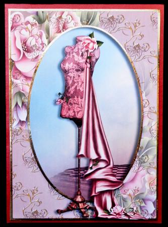 Pink Rose Mannequin with Draping Silk by Suzi Cooper