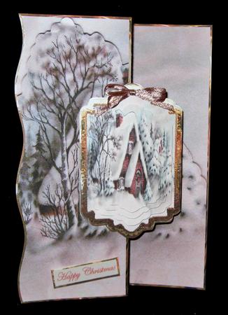 Vintage House at Christmas No Hole Fold Back Card by Suzi Cooper