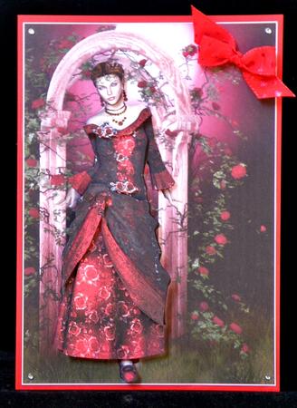 Deep Red Rose Vintage Lady Decoupage by Suzi Cooper