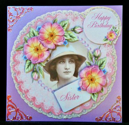 Ladies & Lace - Card Front/topper Mini Kit - English Rose by Suzi Cooper