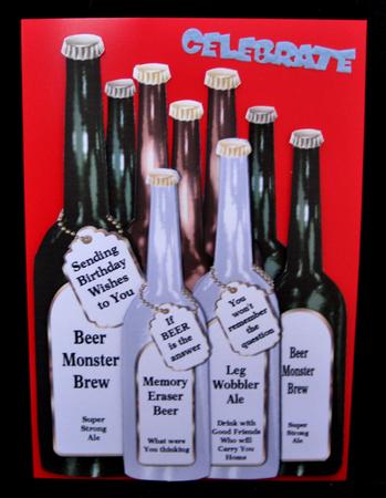 Beer Monster - Birthday Beer Large Shaped Card Kit by Suzi Cooper