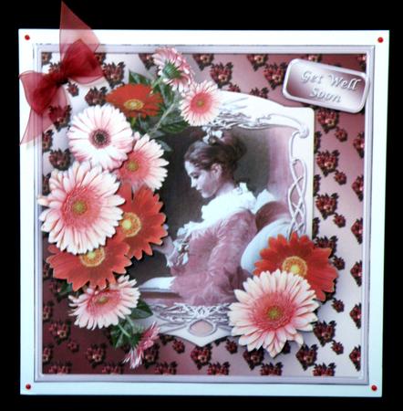 Vintage Portrait with Gerberas - Birthday or Get Well Card by Suzi Cooper