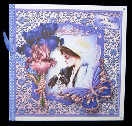 Vintage Portrait with Irises - Birthday or Get Well Card by Suzi Cooper