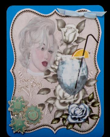 Norma Jean Cocktail Hour - Icy Blue Background by Suzi Cooper