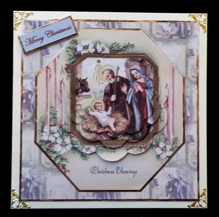 Christmas Nativity Octagon Shaped Card by Suzi Cooper