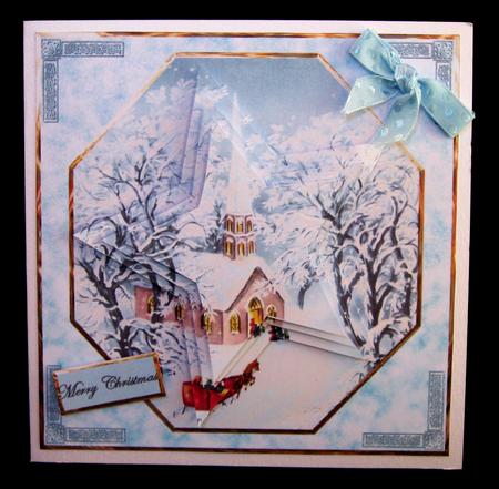 Arriving for Christmas Church Service Card Front by Suzi Cooper