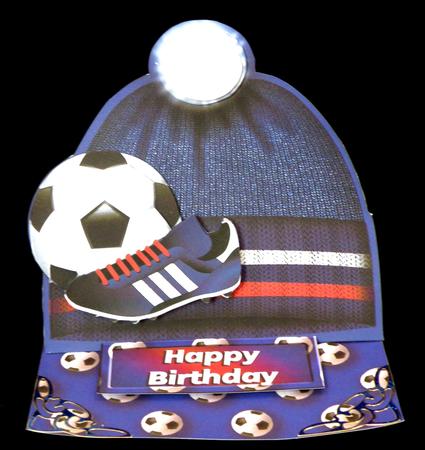 Football Hat Easel Card Mini Kit - Blue, Red & White by Suzi Cooper