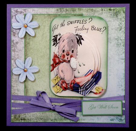 Puppy with the Sniffles Card Front with Topper by Suzi Cooper