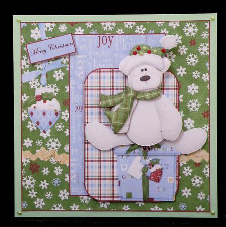Polar Bears Christmas Card Front with a Topper by Suzi Cooper