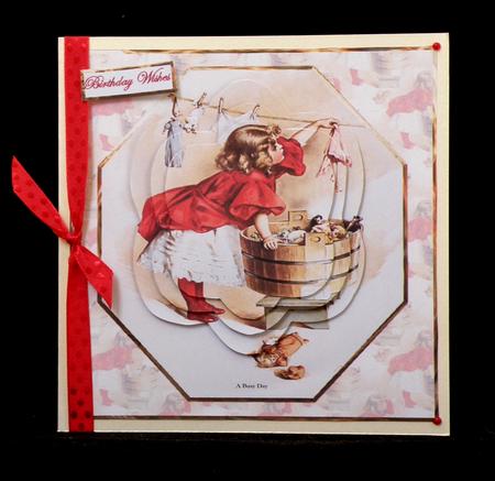 Dolls Wash Day Card Front with Pyramid by Suzi Cooper