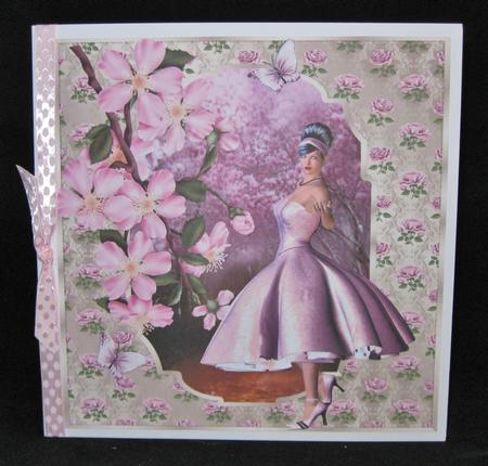1950s Pink Blossom Card Topper by Suzi Cooper