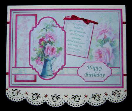 Vintage Jug of Pink Roses Card Topper & Pyramage by Suzi Cooper