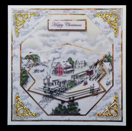 Vintage Steam Train in the Station Card Front by Suzi Cooper
